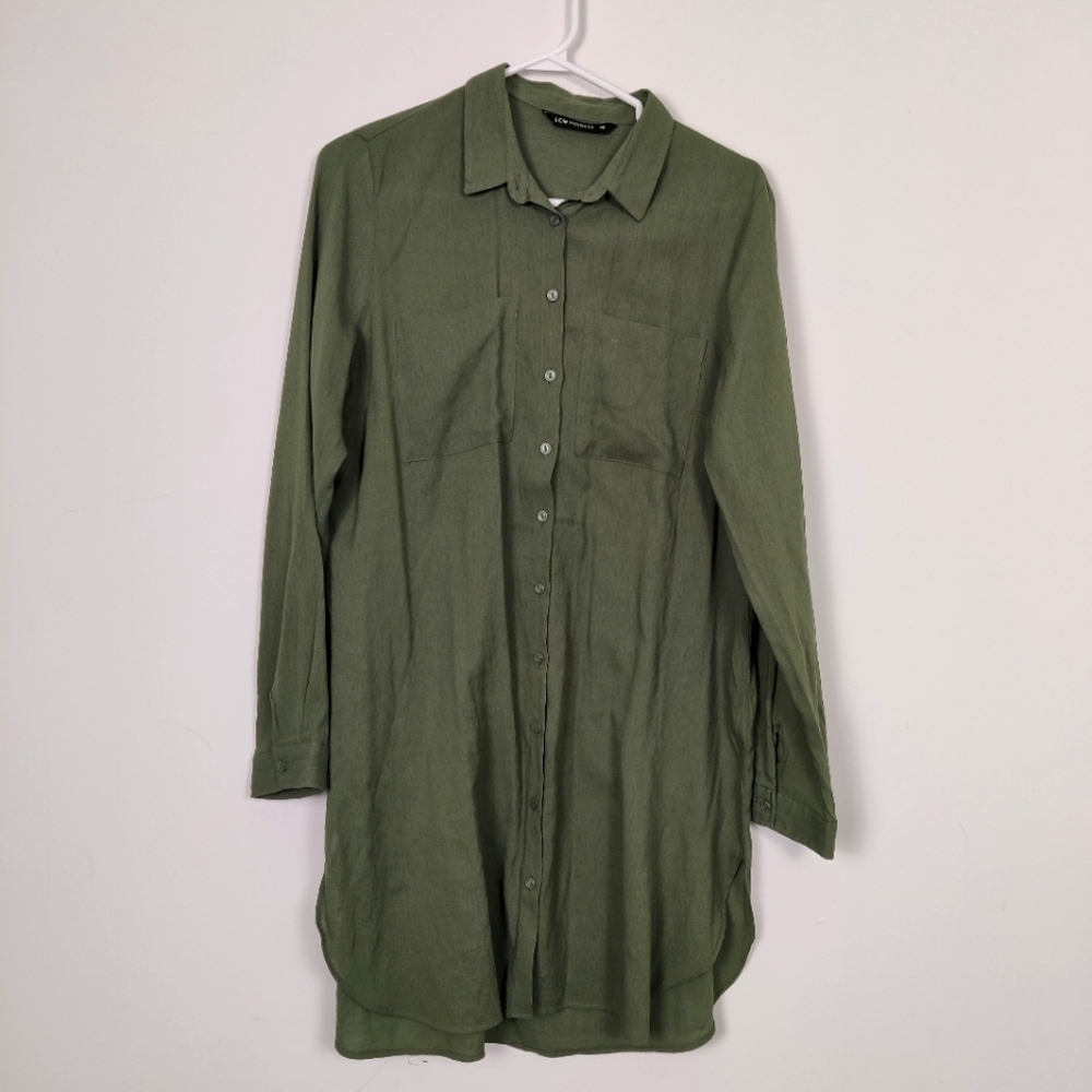 LC Waikiki Modest Women's Button Down Shirt Tunic in Green Size EU 40 Fall